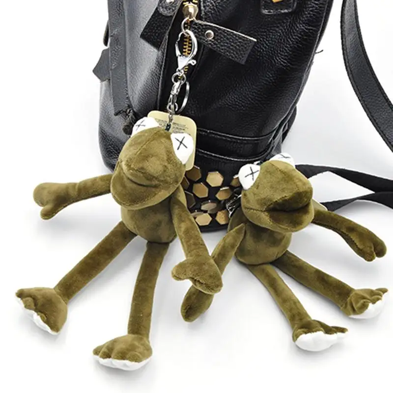 Porte-clés de poupée en peluche grenouille de dessin animé, pendentif de sac de pièces de monnaie, ornements de sac de pièces de monnaie, lanière pour cadeau pour enfants, jouet en peluche douce, décoration de maison