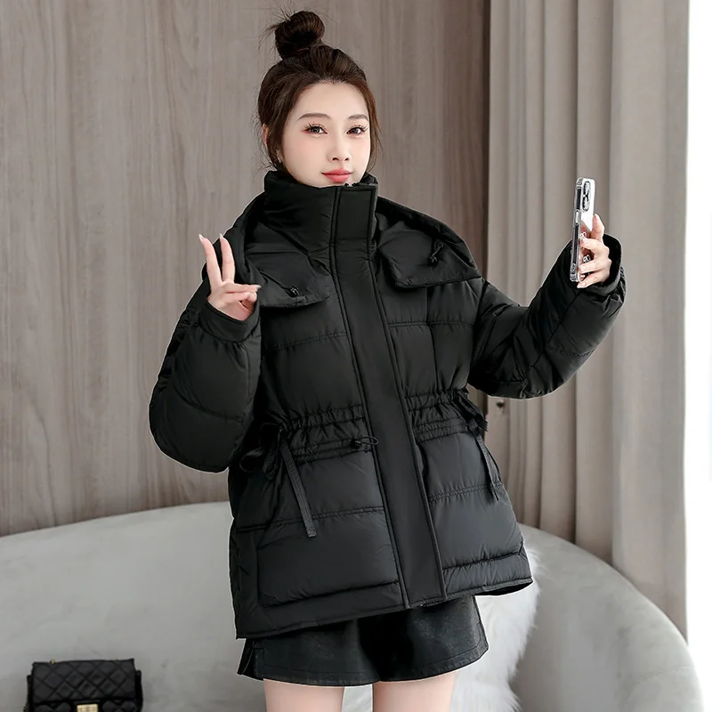 2024 Winter Jacket Coats Women Down Cotton Clothes Loose Hooded Parkas Warm Cotton Padded Jacket Snow Overcoat Female Outerwear