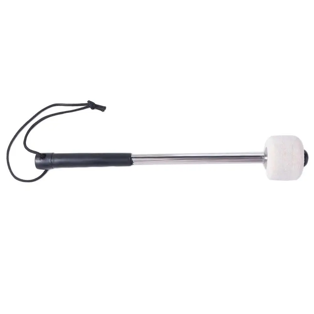 1Pc Stainless Steel Bass Drum Mallet Hanging Rope White Classic Metal Drum Stick Timpani Ergonomics Handle Instrument Sticks