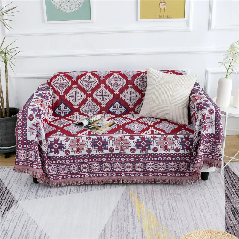 Ethnic Style Double-sided Thickened All Inclusive Sofa Towel for Four Seasons, Tea Table, Outdoor Tablecloth, Camping Blanket
