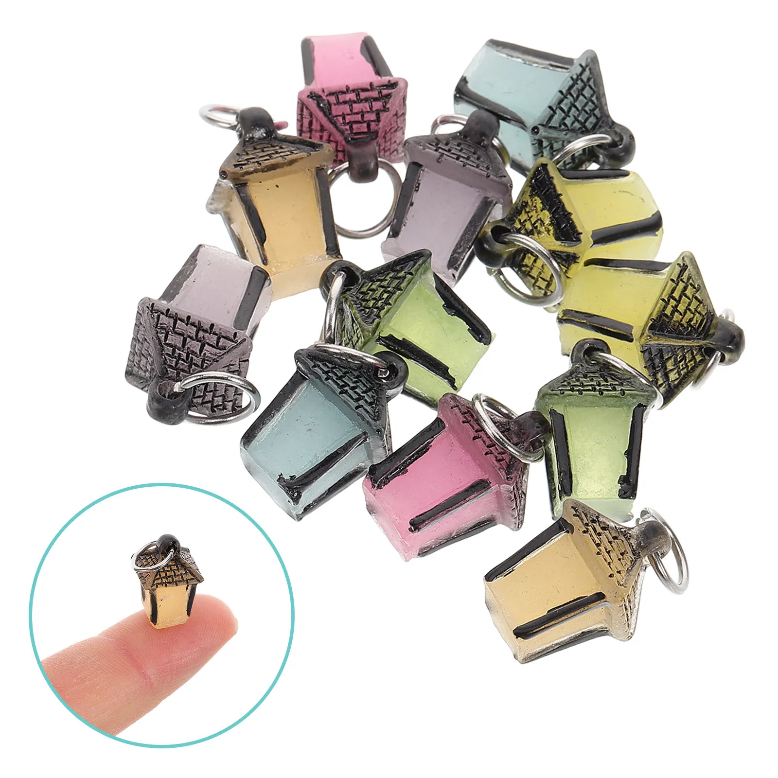 

12Pcs Luminous Miniature Lamp Resin Craft Lanterns Glow in The Dark Decorative Mini Lamp for DIY Crafts Layout Scene Decor