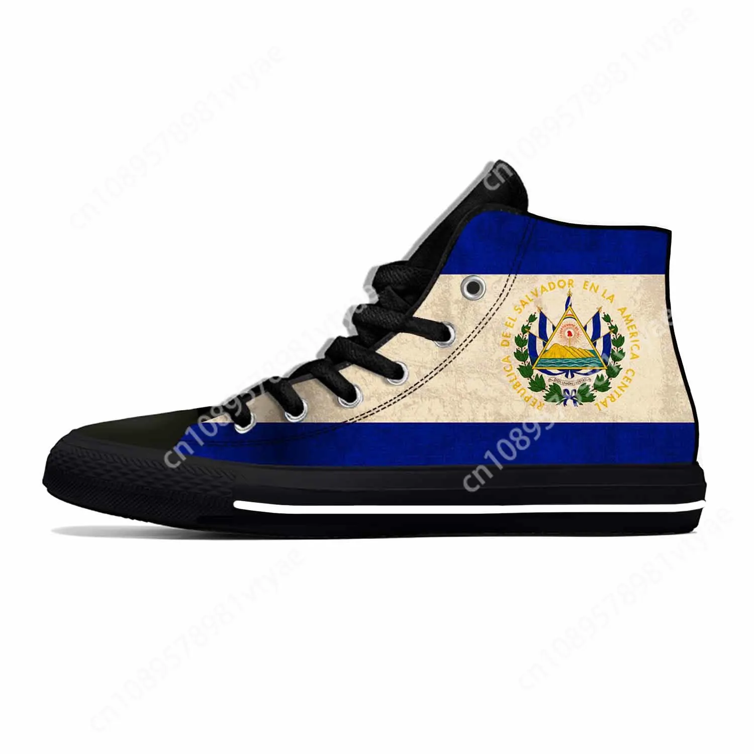 El Salvador Salvadoran Flag Patriotic Pride Funny Casual Shoes High Top Lightweight Board Shoes Breathable Men Women Sneakers