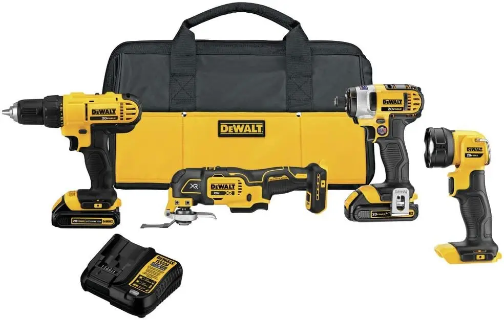 DEWALT 20V MAX* Cordless Drill Combo Kit,4-Tool (DCK444C2) with DEWALT 20V MAX* XR Reciprocating Saw,Compact, Tool Only(DCS367B)