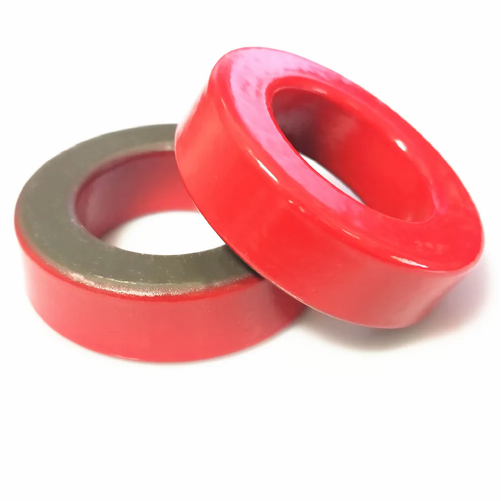 T200-2ความถี่ Carbonyl Iron Powder Core เหล็กแม่เหล็กแม่เหล็กเฟอร์ไรต์แหวนสีแดงสีเทา51*32*14มม.