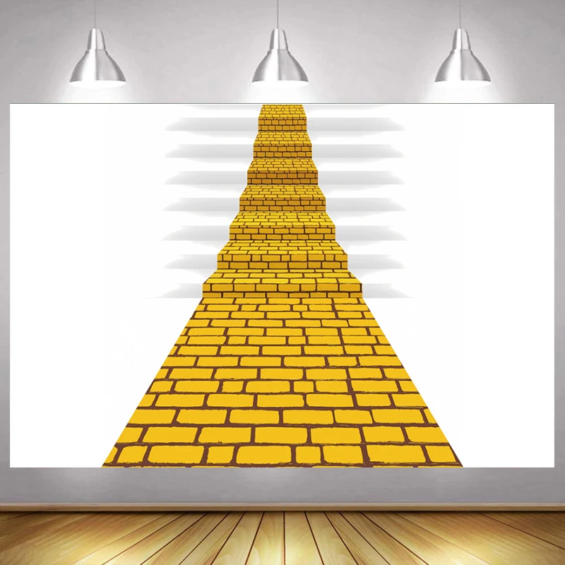 Yellow Brick Road Novelty Aisle Floor Stone Wall Backdrop Princess Halloween Cosplay Party Decorations Photography Background