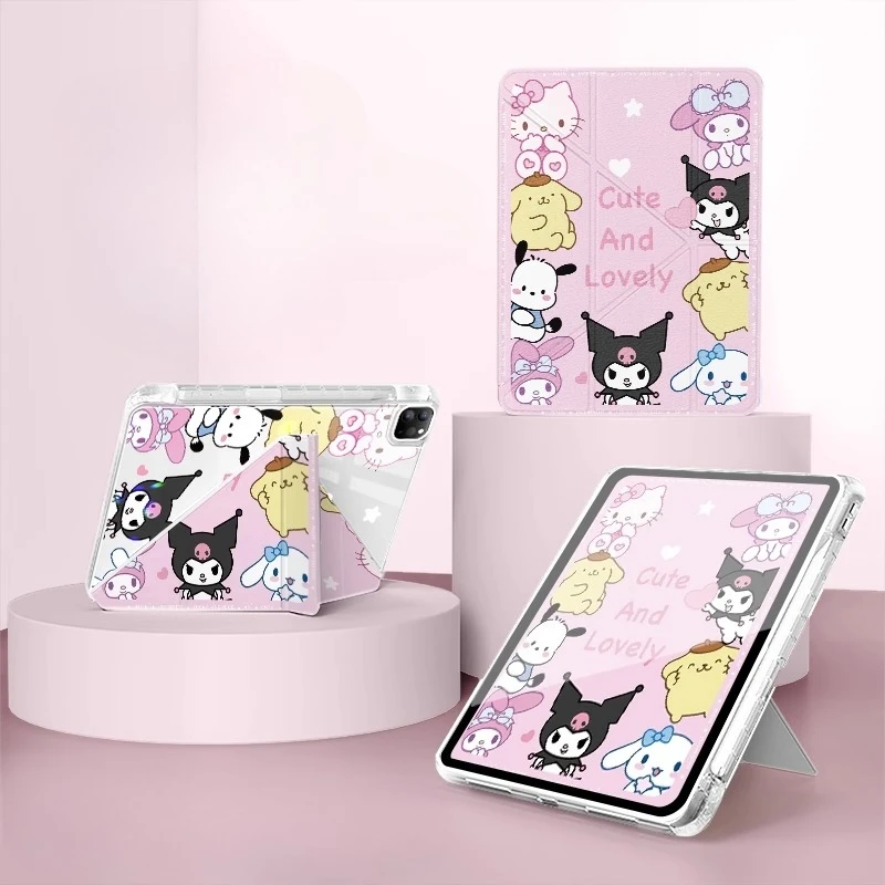 

MINISO Kuromi For iPad Case Funda Ipad A16 11in Pro 4 5 6 M4 Protective Case Air 3 4 5 M2 M3 10th 11th Gen Mini 6 7 Tablet Cover