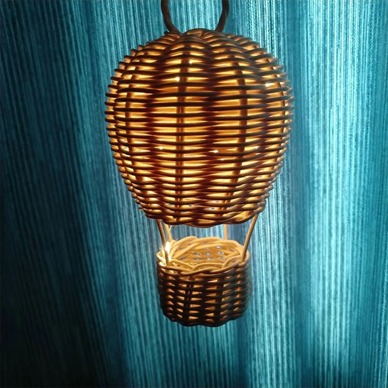 Rattan Hot Air Balloon Handwoven Small Pendant Charm Accessory Decor for Kids Room Kindergarten Nursery Decoration