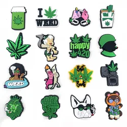 Single Sale Cool weed 420 PVC garden shoes charms funny cartoon Accessories clogs shoe Decorations boy girl gifts