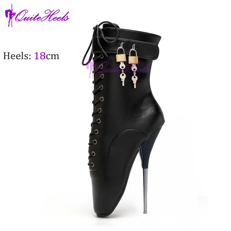 Metal Heels Ballet Ankle Boots 18cm 7