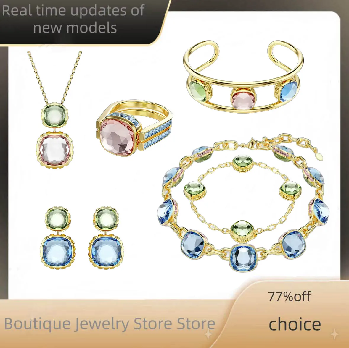 

2025 New French Luxury High Quality Jewelry Set Pink Bracelet and Green Bracelet Octagonal Cutting Romantic and Beautiful