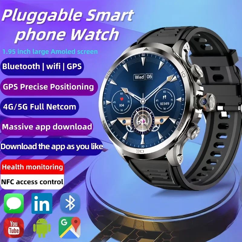 

H19 Smartwatch Men 1.95-inch Amoled Large Screen 190° Rotary Camera 720*720 Resolution GPS WIFI Android 4G Smart Watch Men Adult