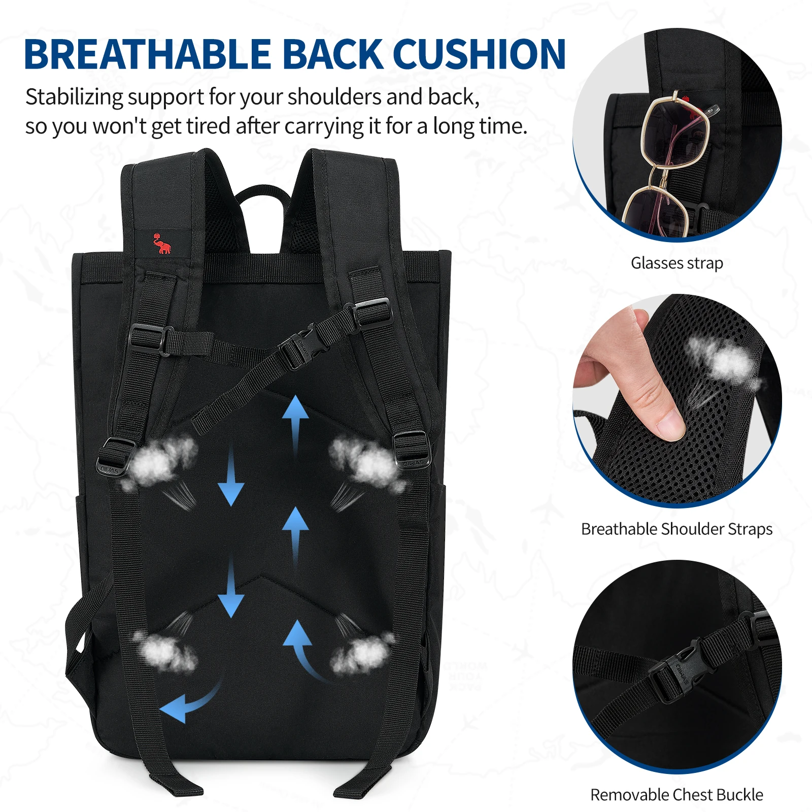 حقيبة ظهر كاجوال للجنسين بتصميم عصري ومريح من OIWAS مناسبة للمدرسة والسفر في الهواء الطلق بسعة كبيرة مقاومة للماء