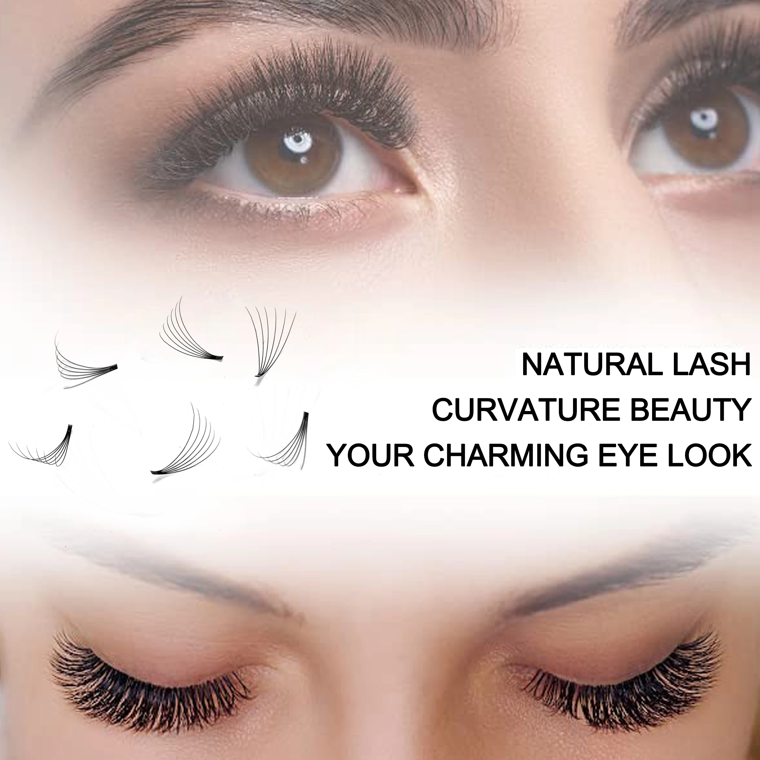 High-Retention Wispy Premade Volume Fans hybrid Volume Eyelashes Extension 3d 6d 14d Ready Made Short Flat Stem False Lashes