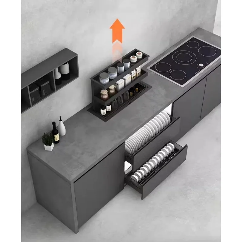 

Electric Motorized Lift Pull-Out Basket For Kitchen Cabinets Vertical Lift Mechanism For Island Renovation Smart Storage Basket