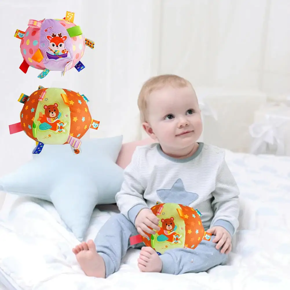 Rattle Ball Exercise Baby Grip Rattles Plush Soothing Hand Ball Puzzle Baby Grasping Category Toys K5j5