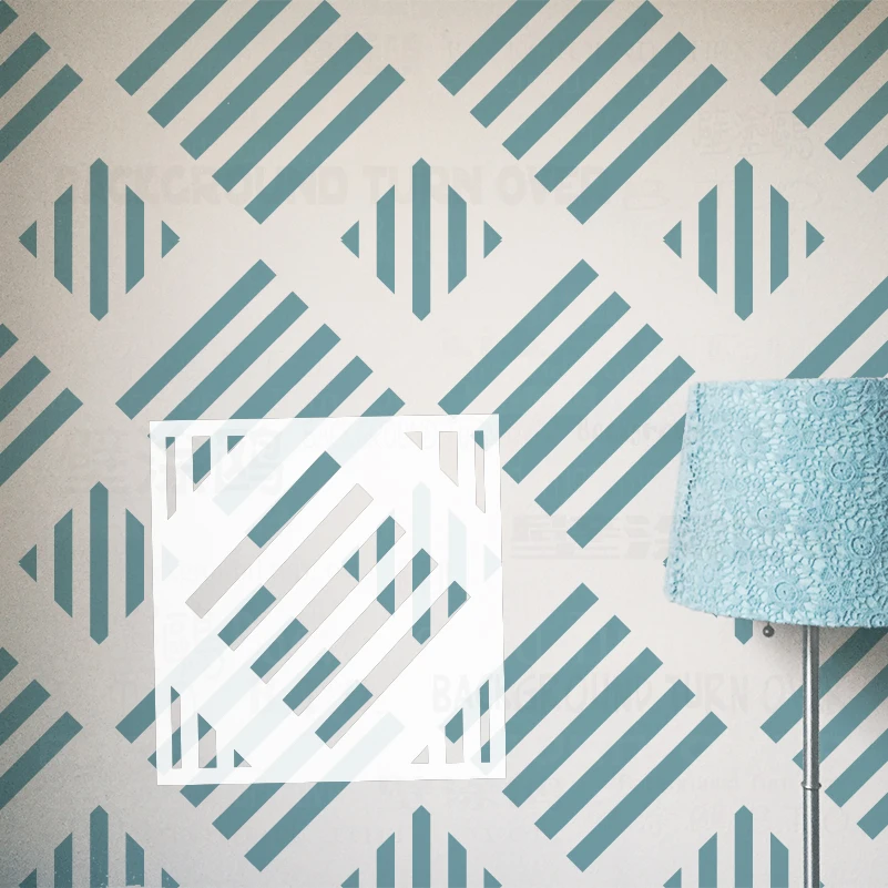 30cm - 70cm Stencil For Painting Wall Decor Template To Paint Putty Decorative Furniture Diagonal Stripe Square Geometric S009