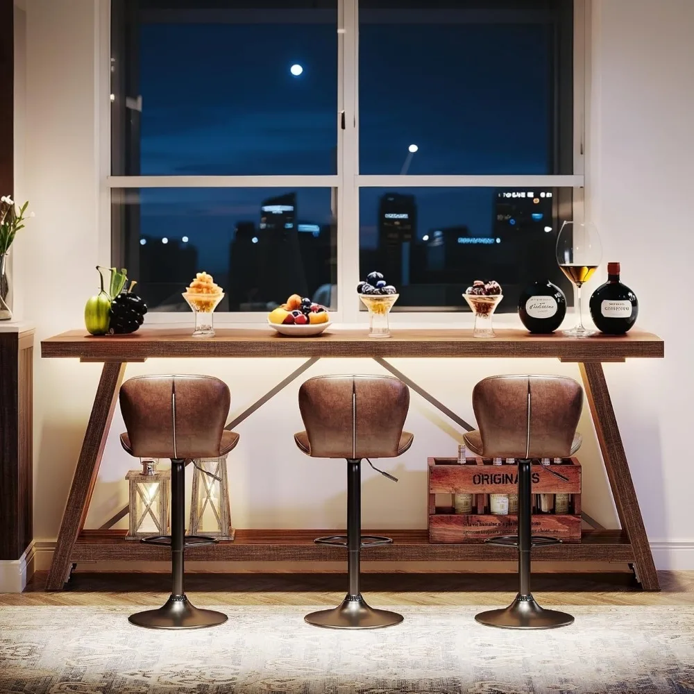 طاولة أريكة طويلة جدًا مقاس 70.9 بوصة مع مساحة تخزين لخلف الأريكة، وطاولة وحدة تحكم على الطراز الصناعي لمدخل المدخل والمعيشة #4