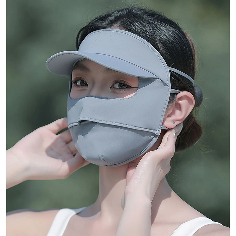 Quick Drying Women Sun Protection Ice Silk Full Face Mask Outdoor Cycling Breathable UV Proof 3D Face Cover Visor Masks One Pcs