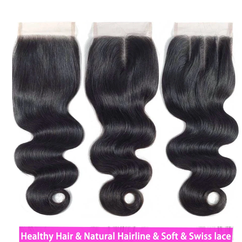 Yyong Brazilian Body Wave Lace Closure Remy 4X4 Lace Closure Free Middle Three Part Swiss Lace With Baby Hair 8