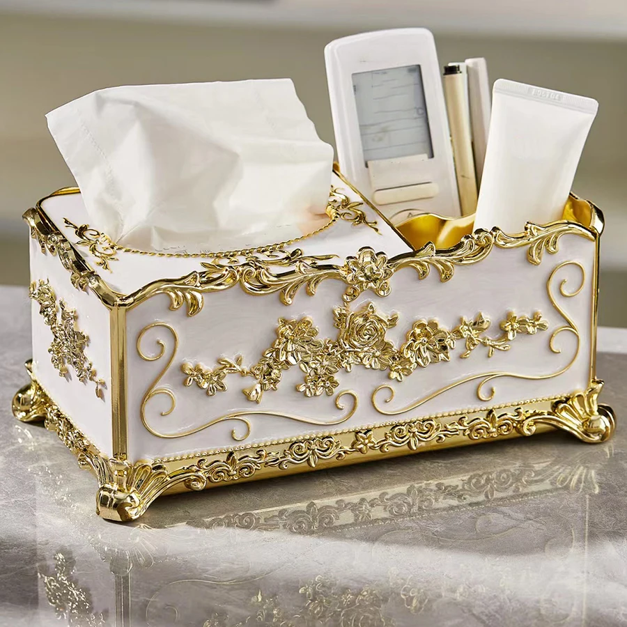 1PC Multifunctional European style tissue box, living room desktop remote control storage box