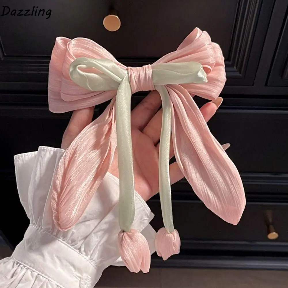 

Trendy Korean Style Tulip Ribbon Hair Ring Cloth Hair Rope Bowknot Hair Clip Ponytail Holder Hair Tie Flower Hair Claw Ladies