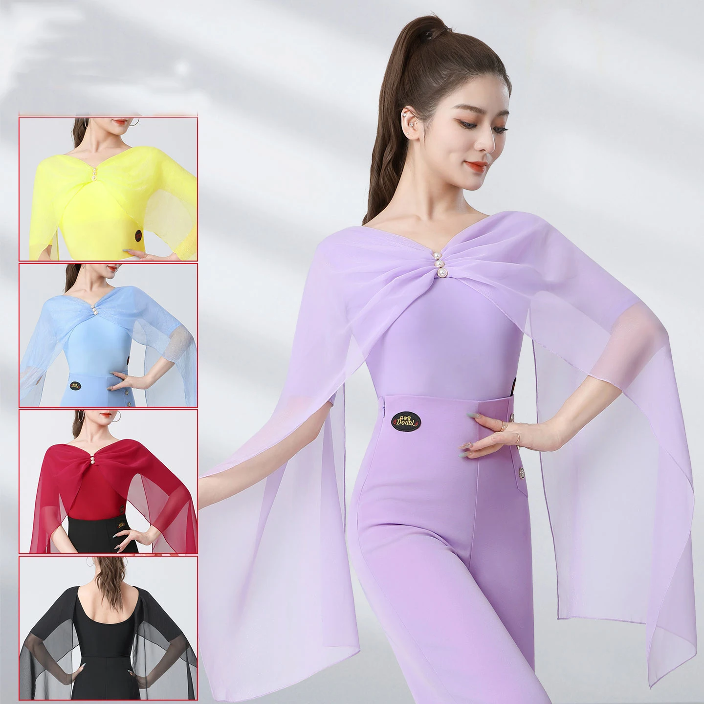 

2025 New Modern Dance Clothes Flounce Mesh Half Sleeve Jumpsuit Chacha Latin Ballroom Dance Performance Costumes Wear DN21038