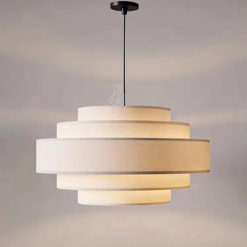 وابي سابي القماش LED ثريا تركب بالسقف النمط الياباني غرفة المعيشة مطعم الطعام قلادة ضوء إضاءة ديكور المنزل