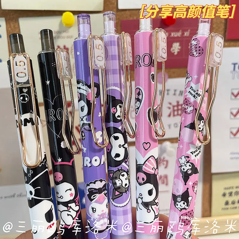 

TAKARA TOMY Cute Cartoon Hello Kitty Student Signature Pen 0.5 Bullet Press Black Gel Pen 6 Packs