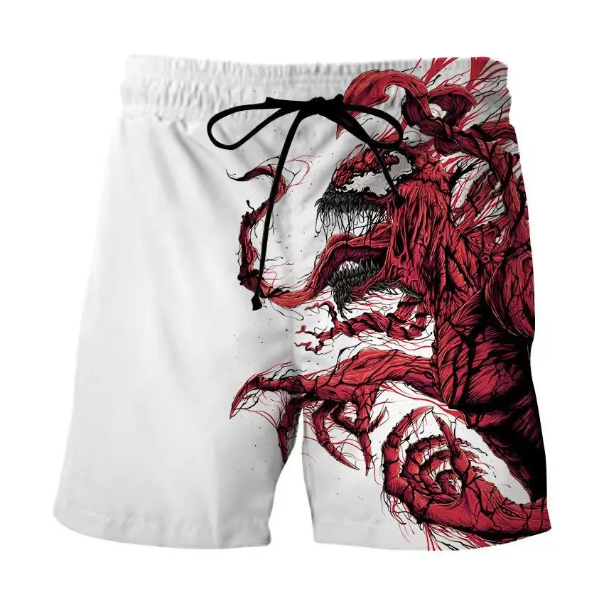 Summer Marvel 3D Domineering Superhero Venom Print Beach Shorts Hawaiian Pool Party Swim Trunks Shorts Men\'s Casual Shorts