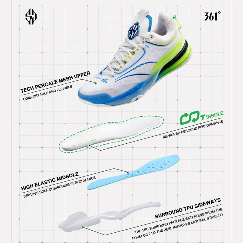 361 Degrees NEW DVD 1.0 Basketball Shoes Men Sport Shoes Guard Cushioning Wear Resistant Protection Ankle Sneakers 672311114F