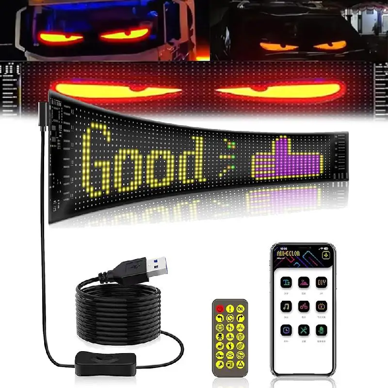 Écran de lumière douce pour fenêtre de voiture, LED dynamique bricolage, affichage matriciel LED programmable, contrôle du téléphone intelligent