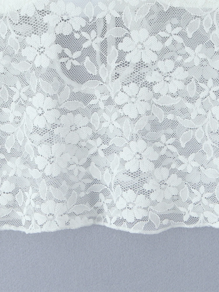 تشو ساو بيوتي 2025 تي شيرت نسائي أنيق من الدانتيل أنيق بفيونكة مقصوصة عتيقة برقبة على شكل حرف v وأكمام قصيرة تي شيرت مثير ضيق بدون ظهر #5