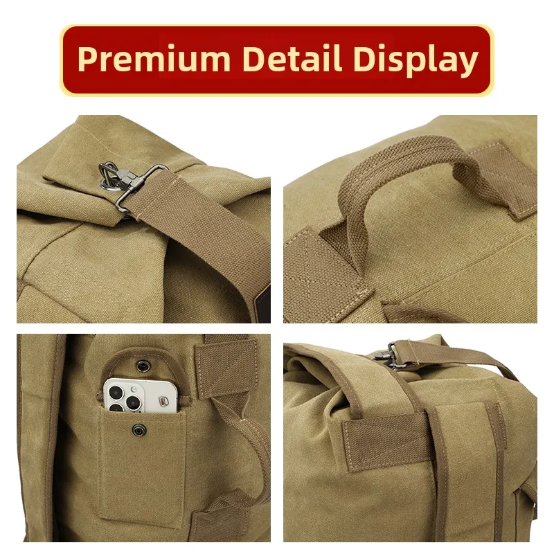

Large Capaci Canvas Bapa Men's Sports Travel Bag Outdoor Climbing Bag Lage Handbag Retro Artistic Sle Zipper Closure