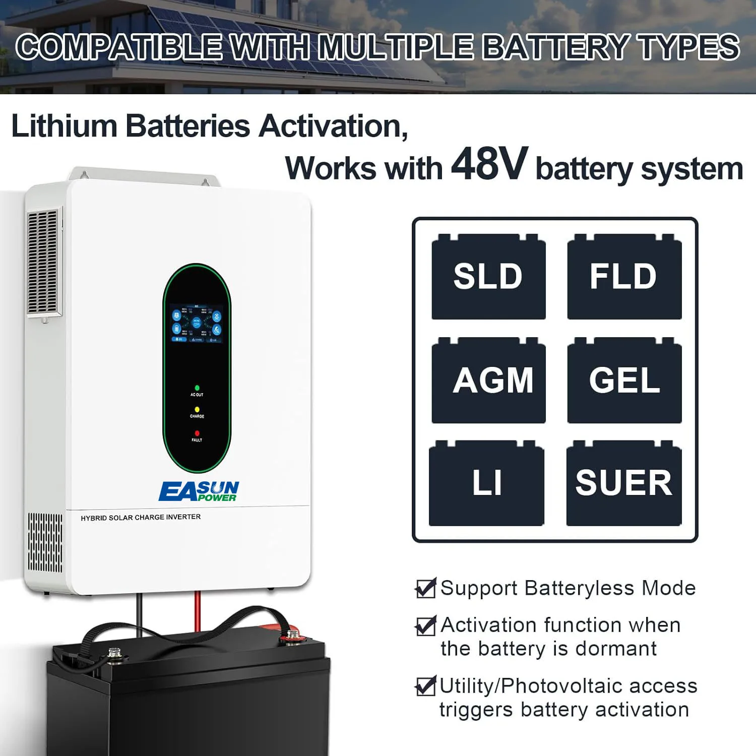 EASUN POWER 12KW Split Phase Inverter 110V 12KW Hybrid Solar Inverter 250A MPPT Paralleled With CT Protection Function Solar Controller Inversores 48V Solar Inverter image 5