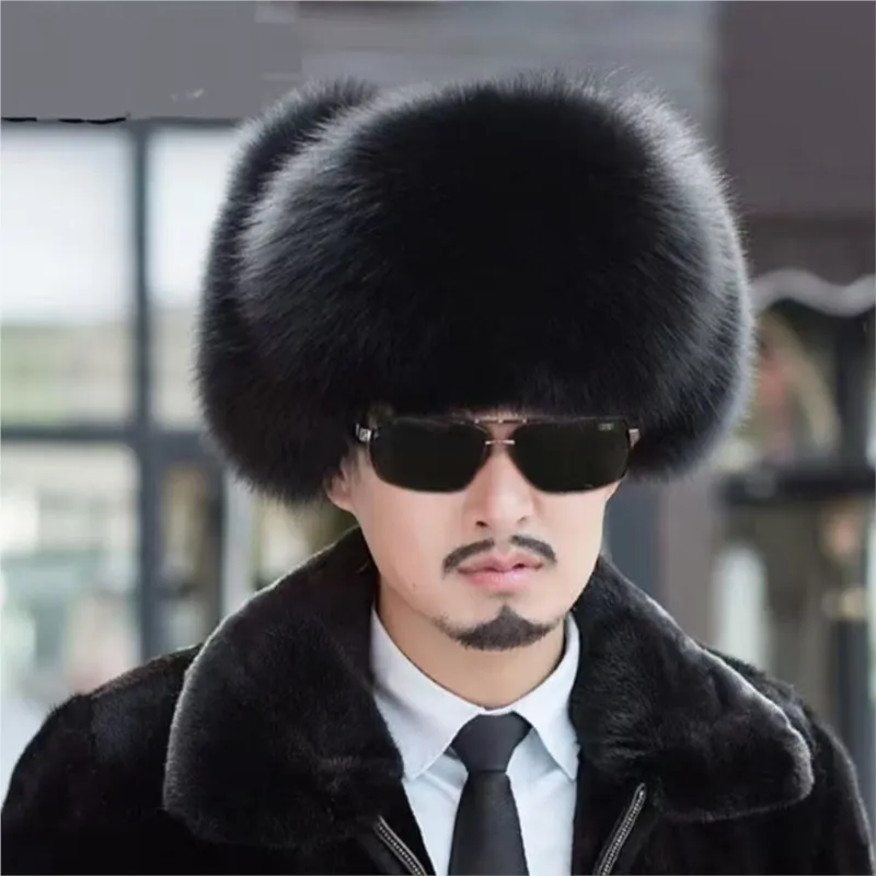

Black Leifeng hat men's fur old ear-protecting and warm cotton