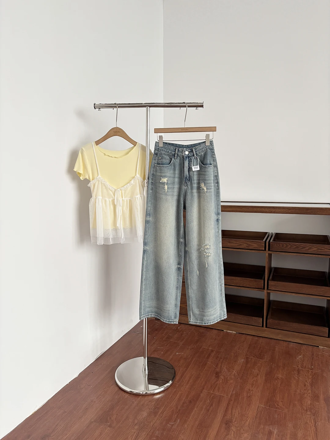 

Retro American High Waist Wide Leg Jeans Women's Summer New Loose Slimming Versatile Washed out Denim Pants Ladies Jeans