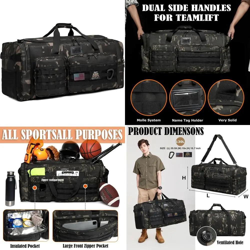 

Large Heavy-Duty Sports Equipment Bag for Men - Ideal for Gym, Travel, and Team Training in Various Sports