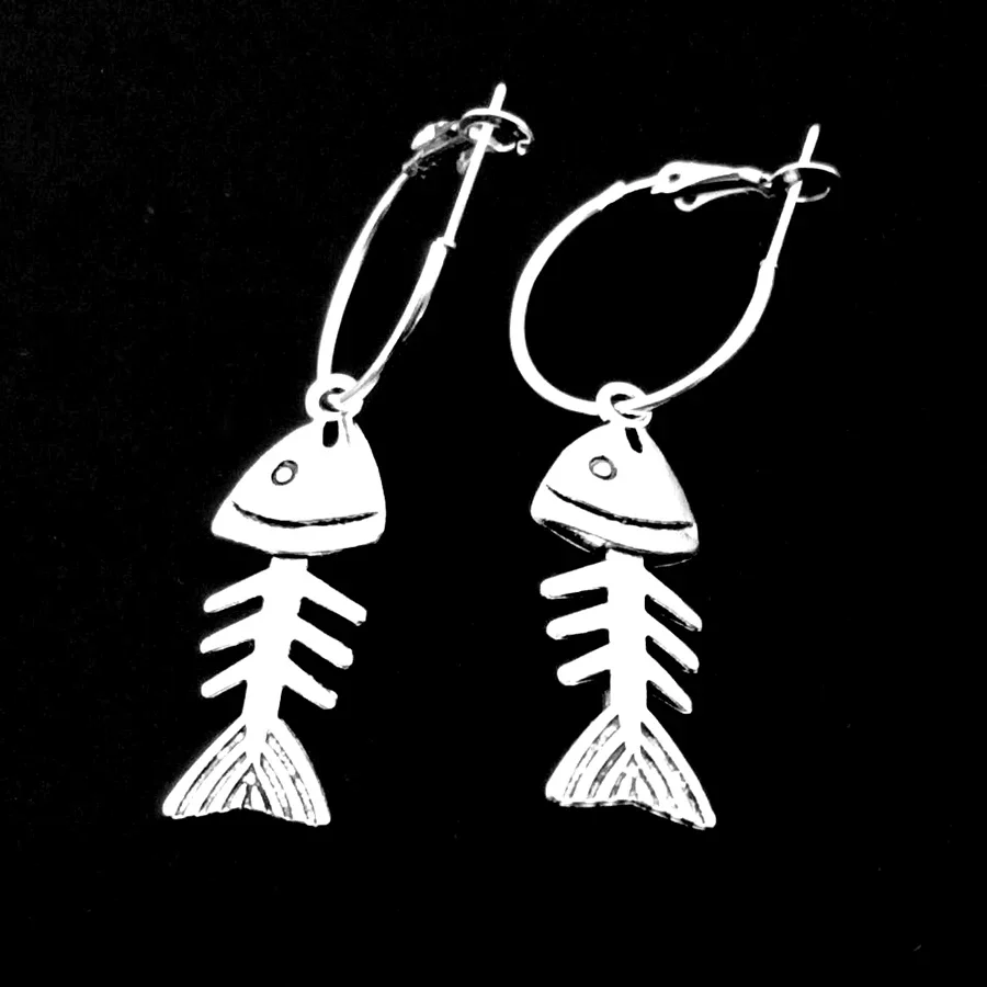 Pendientes colgantes de hueso de pescado Vintage a la moda para mujer y niña, pendientes colgantes de esqueleto de pez Retro, joyería bonita