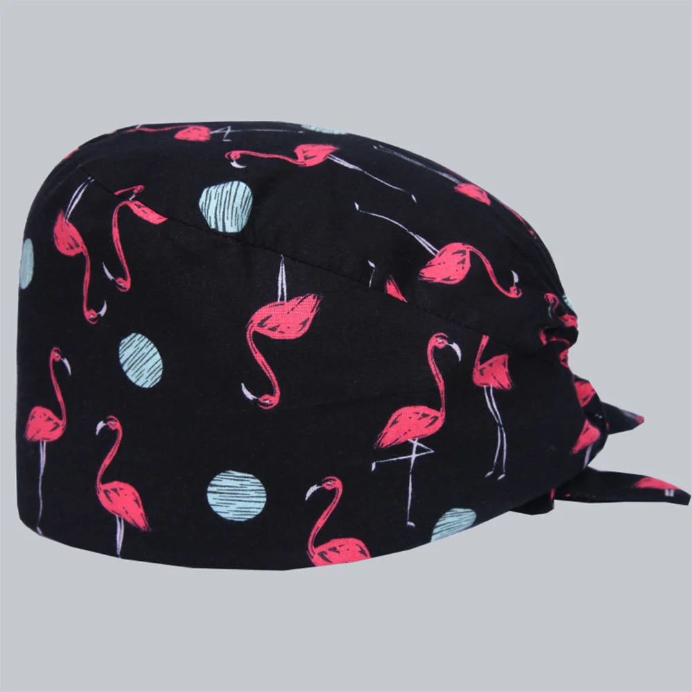 2pcs Cotton Creative Working Cotton Working Hat Flamingo Pattern Hat (Black + Red) printed cap printed cotton cap