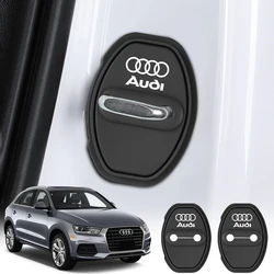 4PCS Car Door Lock Covers Stikcers Guard Cases for Audi Sline TT A6 C6 C5 C7 A5 A4 B8 B6 B7 A3 A8 A2 A1 Q3 Q5 R Auto Accessories