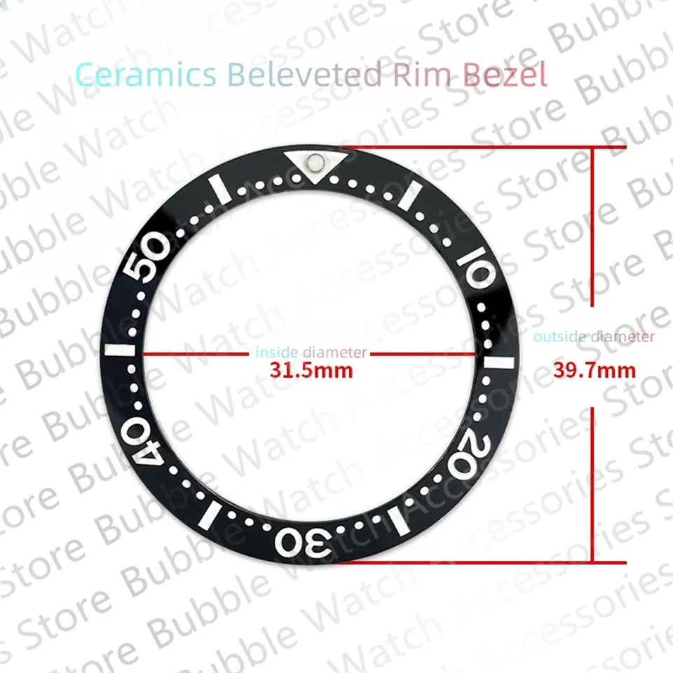 39.7mm*31.5mm Ceramics Black Green Black Plane Bezel Insert Fit For SKX007 SKX009 SRPD Submariner Automatic Men Watches