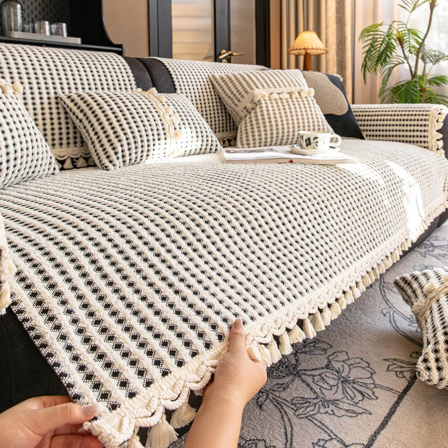 

Cream Wind Sofa Cushion Wash Cotton Four Seasons Universal New 2025 Sofa Backrest Cover Towel Non-slip Dustproof Sofa Cover