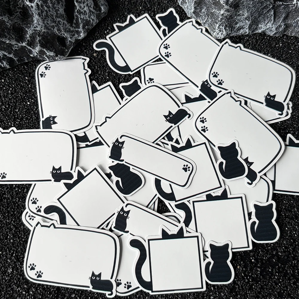 36pcs/set Cute Cartoon Cat Stickers Classification Labels Stickers Handwritten Self-Adhesive Name Stickers Waterproof Write Name
