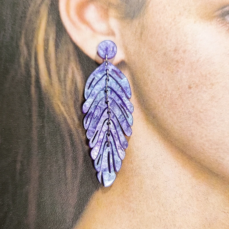 KUGUYS Acryl Bohemia Blatt-Ohrhänger für Damen, lange Blätter, Pflanzen-Serie, Schmuck, modische Strand-Accessoires, Fabrikverkauf – Detail 13