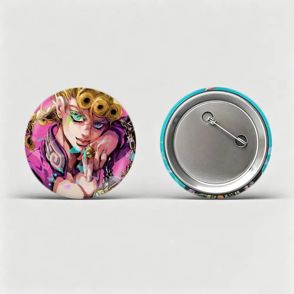 JOJO G-Giorno Giovanna  Custom Tinplate Round Button Badges Pins Brooches for Clothes Backpack