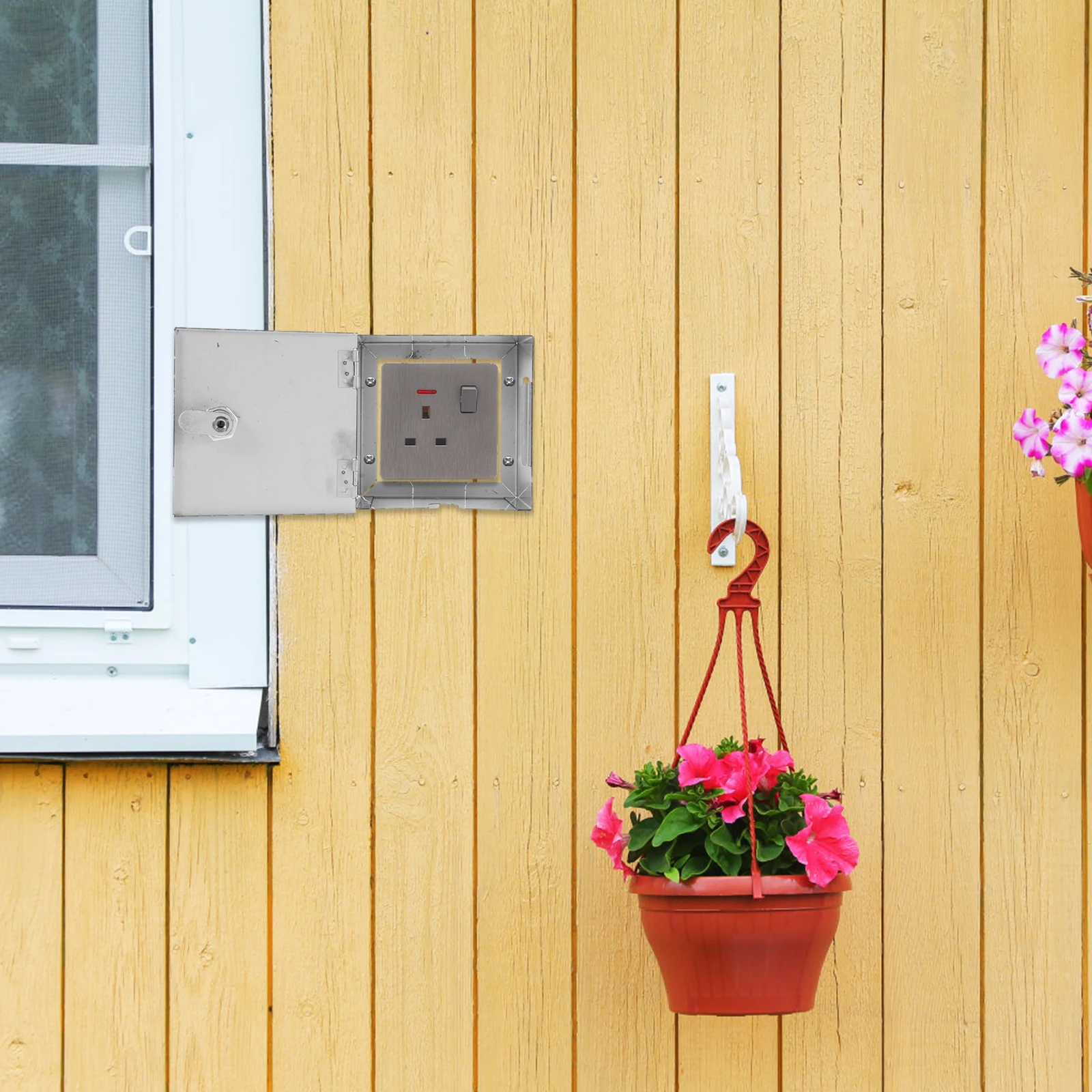 

Stainless Steel Electric Socket Protection Box Heavy Duty Weatherproof Outdoor Cover Electrical Box Anti Theft Socket Protector