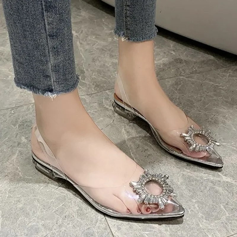 2024 New Spring and Autumn Fashion New Sexy Banquet Transparent Comfortable Crystal Women\'s High Heels Zapatos Mujer