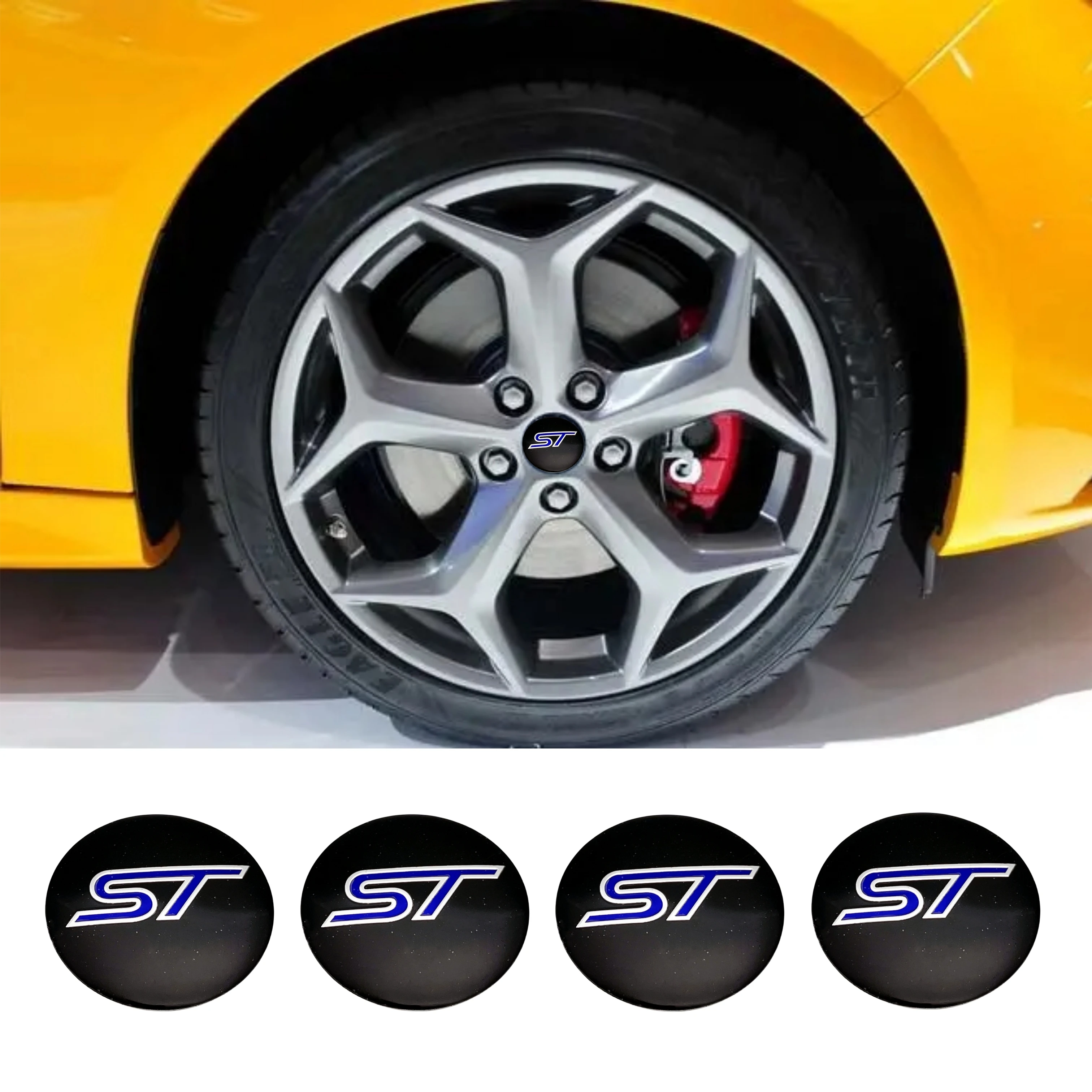 

4pcs 56mm 60mm ST ST-Line Emblem Logo Car Stickers For Mondeo Focus Car Wheel Hub Center Cover Rim Cap Badge Styling Accessories