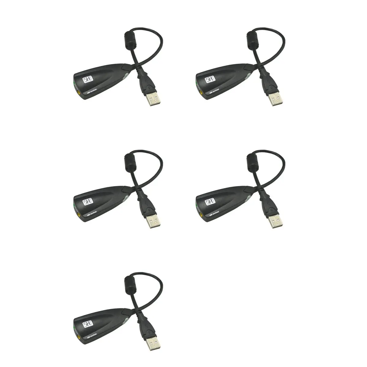 5X External USB Sound Card 7.1 Adapter 5HV2 3D Audio Headset Microphone 3.5mm for Laptop PC Desktop PC