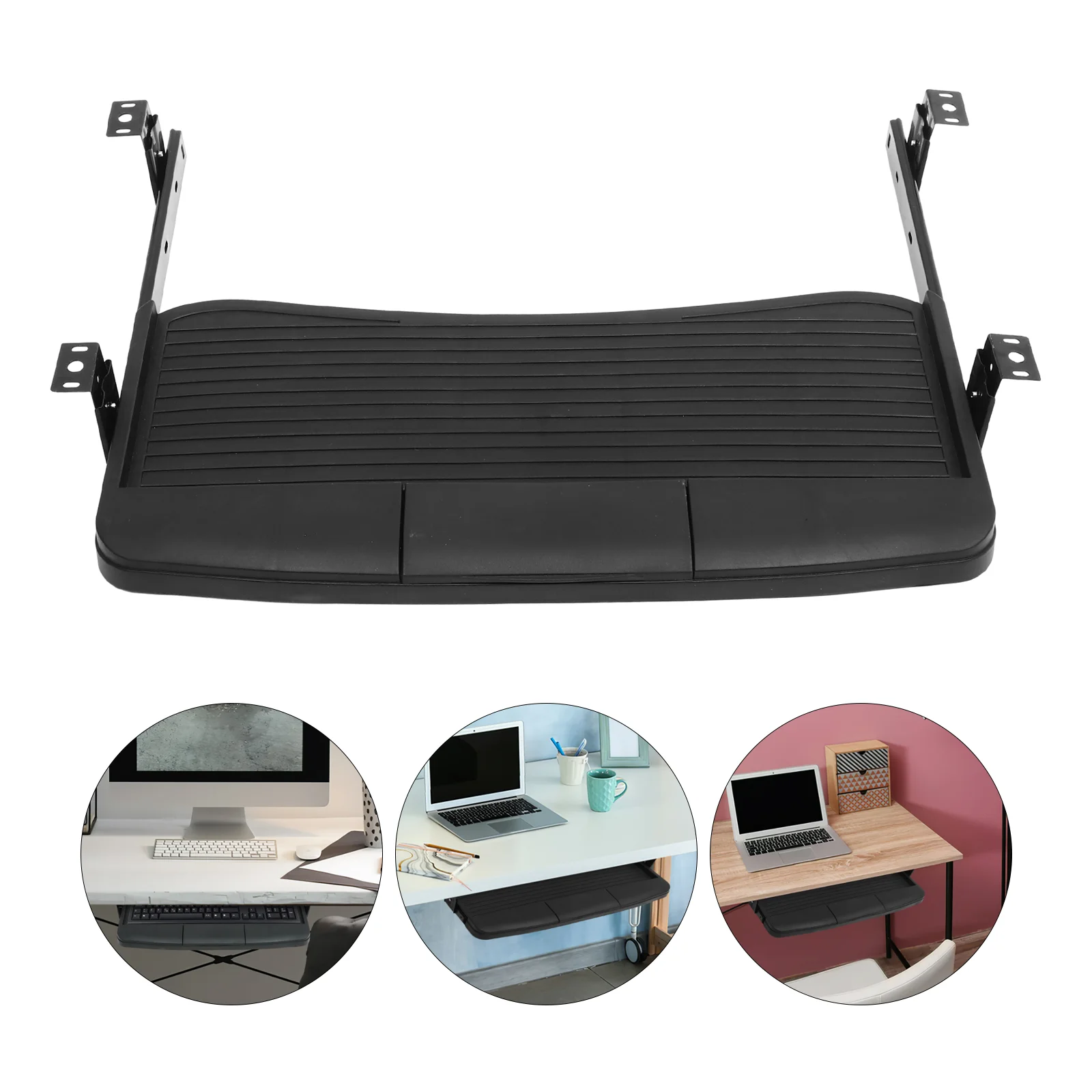 Computer Keyboard Shelf Slide Adjustable Stand Office Mouse Platform Tray Drawer with Pen Box Rotating Position Storage Plate